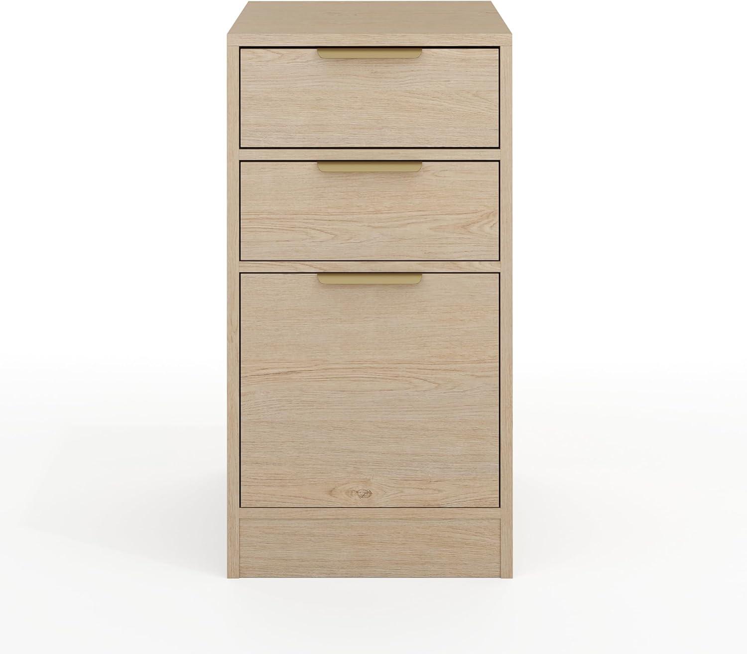 imageMartha Stewart Kayden Home Office Modular File Cabinet with 3 Drawers in Black with Oil Rubbed Bronze HardwareLight Natural