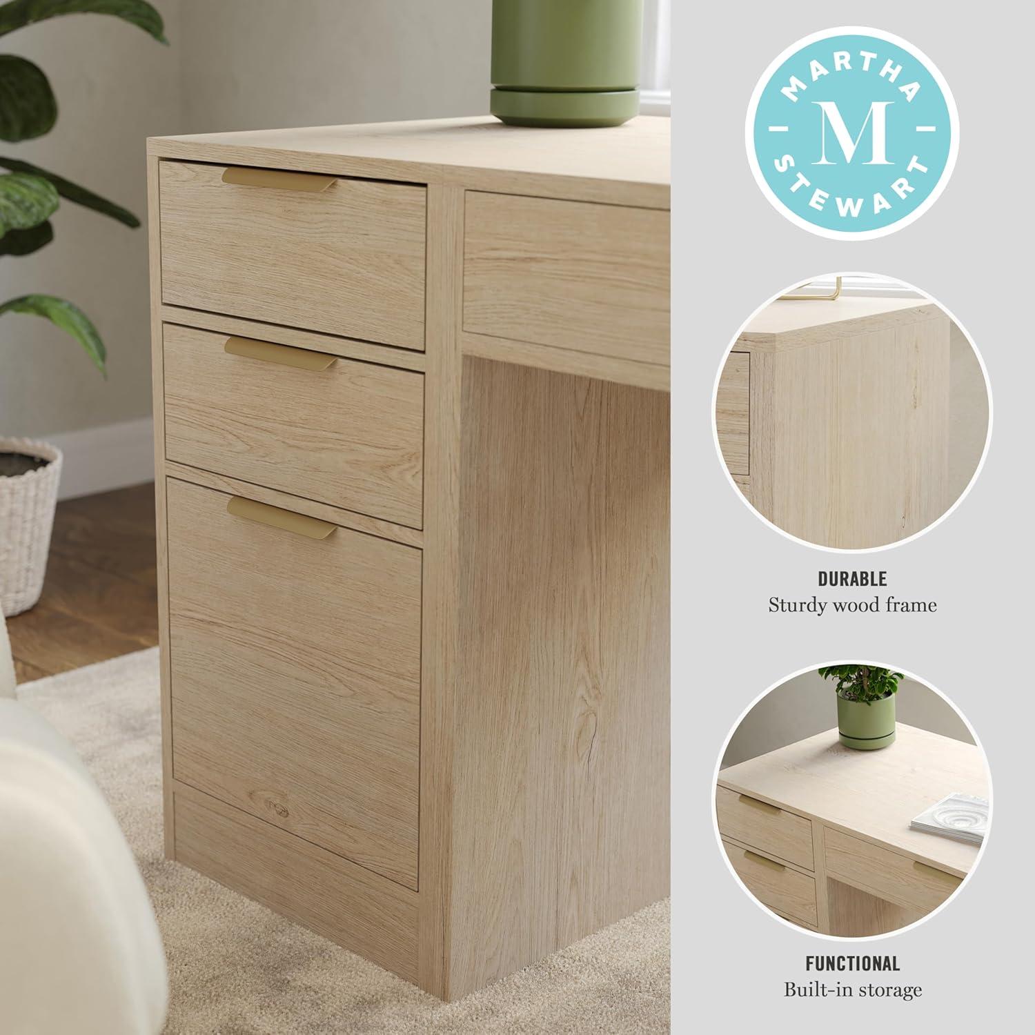 imageMartha Stewart Kayden Home Office Modular File Cabinet with 3 Drawers in Black with Oil Rubbed Bronze HardwareLight Natural
