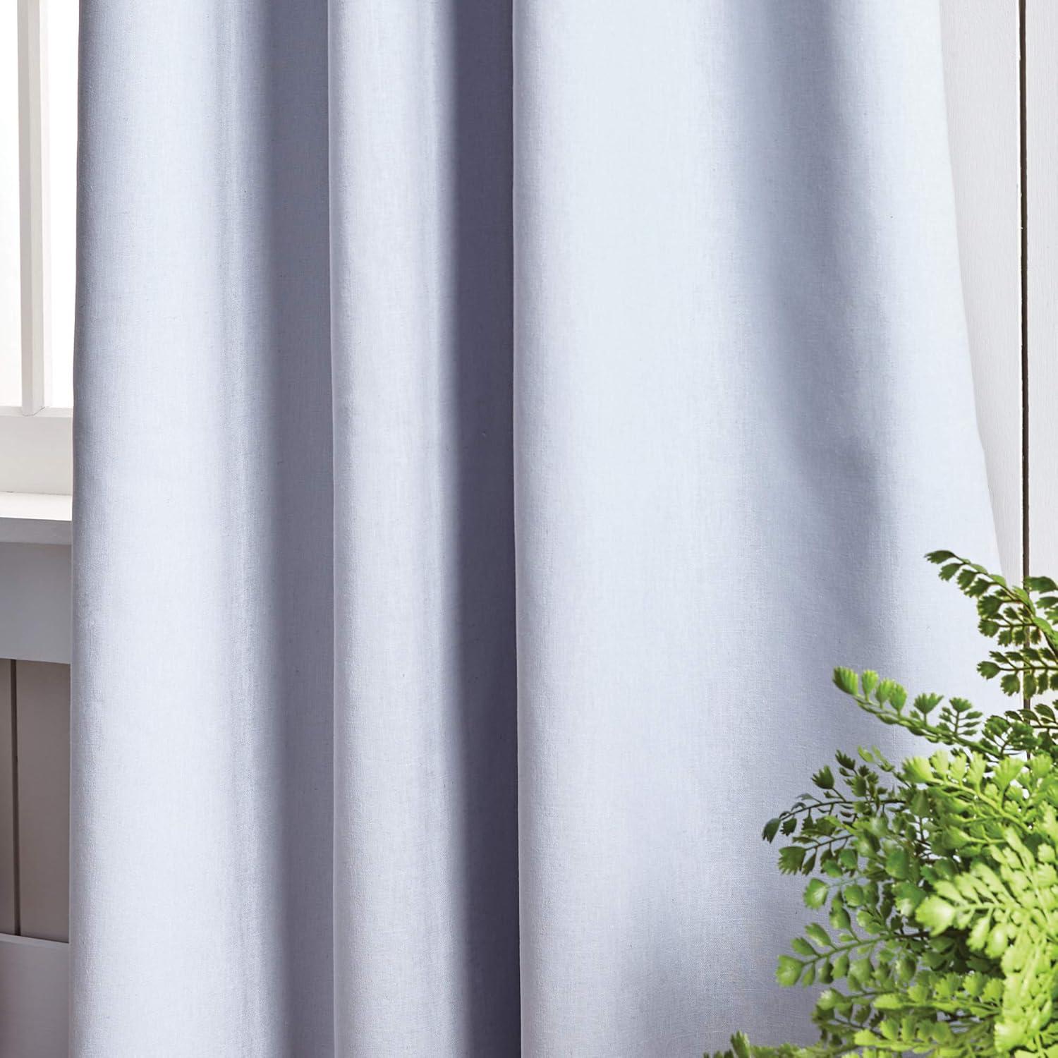 imageMartha Stewart Lido Linen Blackout Foam Lined Rod PocketBack Tab Window Curtain Panel Pair 84 WhiteGrey