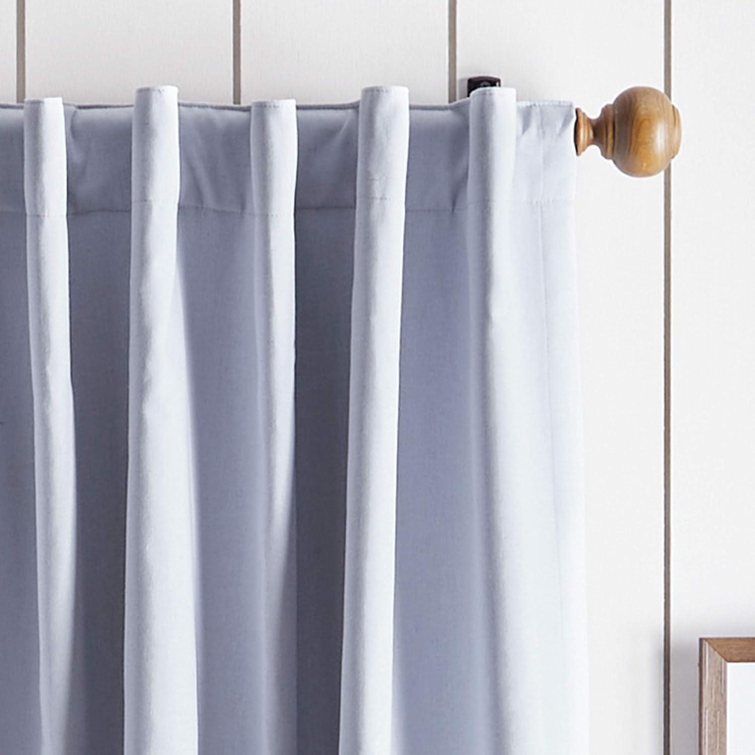 imageMartha Stewart Lido Linen Blackout Foam Lined Rod PocketBack Tab Window Curtain Panel Pair 84 WhiteGrey