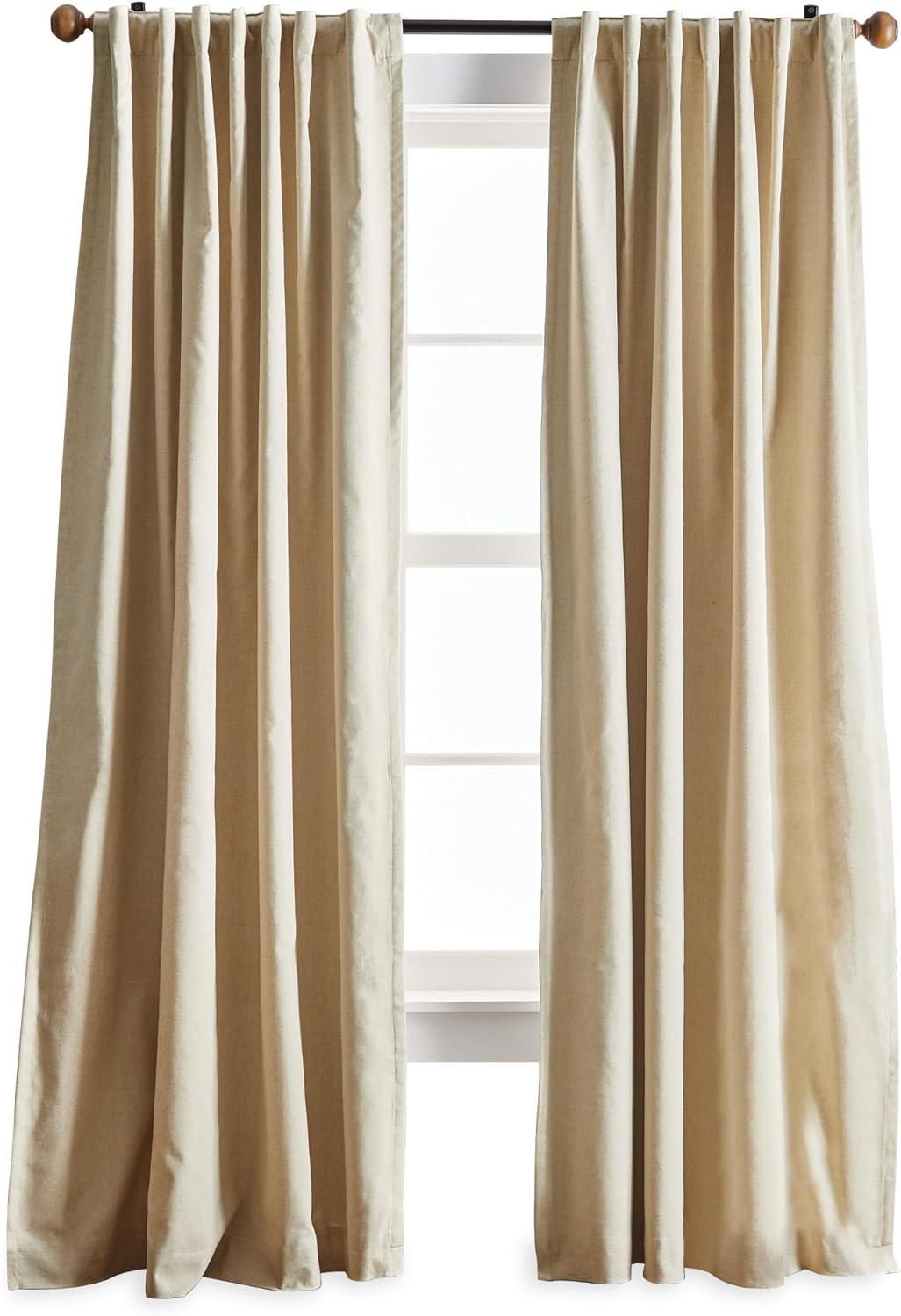 imageMartha Stewart Lido Linen Blackout Foam Lined Rod PocketBack Tab Window Curtain Panel Pair 84 WhiteLinen