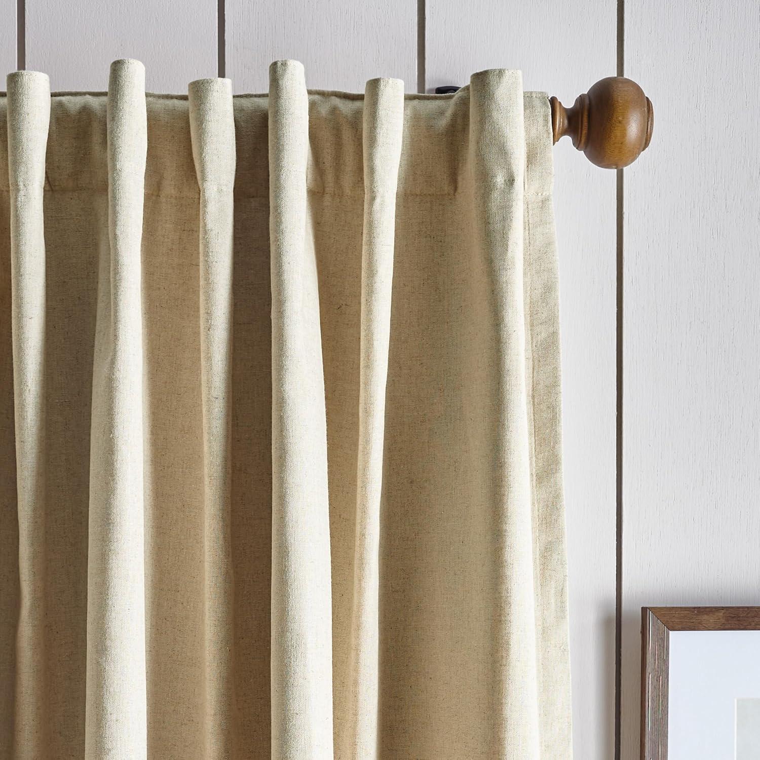 imageMartha Stewart Lido Linen Blackout Foam Lined Rod PocketBack Tab Window Curtain Panel Pair 84 WhiteLinen