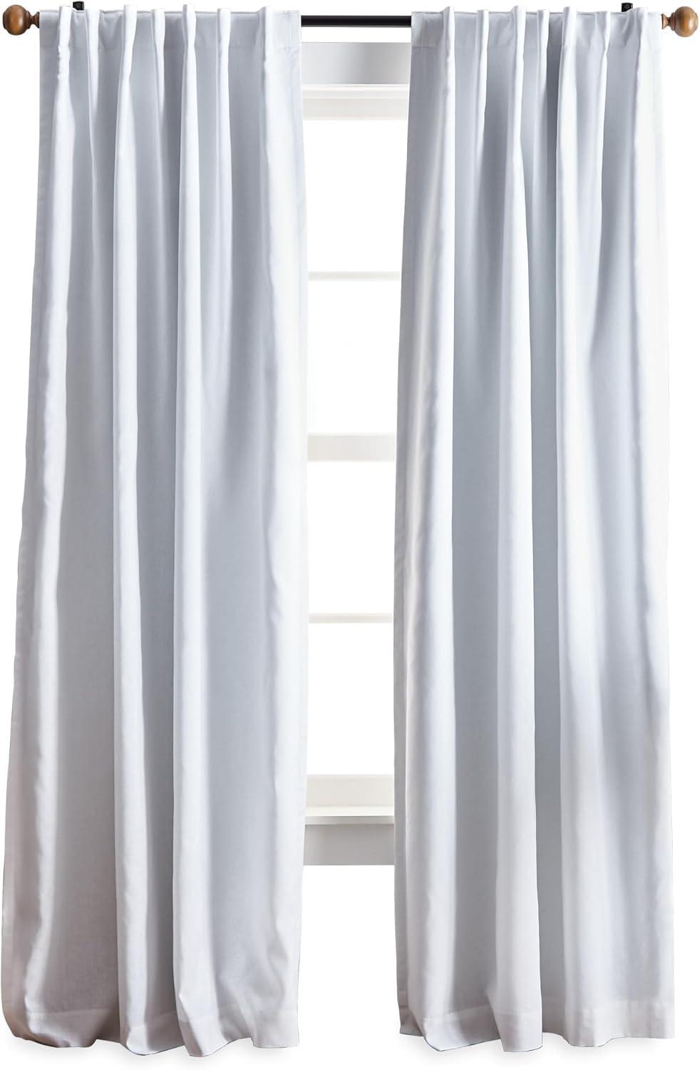 imageMartha Stewart Lido Linen Blackout Foam Lined Rod PocketBack Tab Window Curtain Panel Pair 84 WhiteWhite