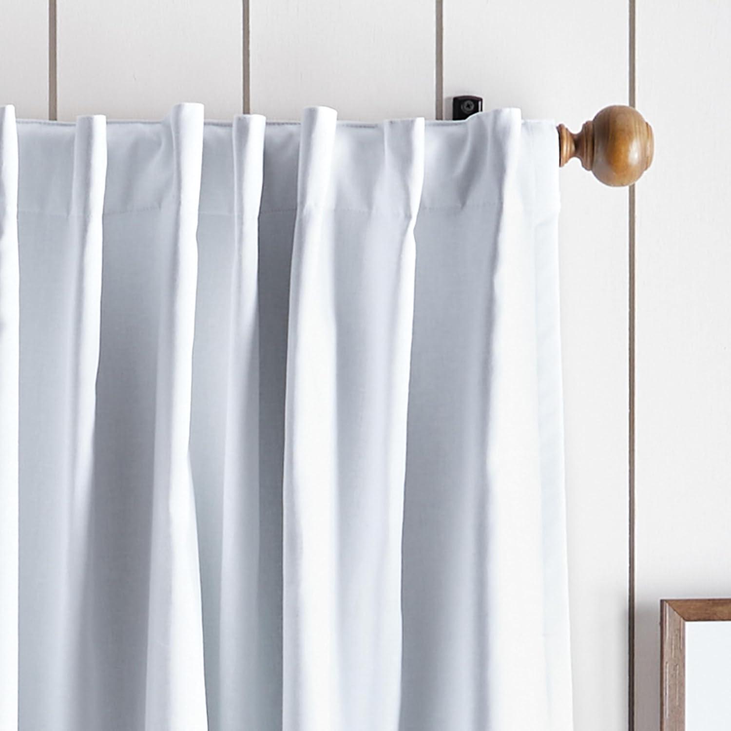 imageMartha Stewart Lido Linen Blackout Foam Lined Rod PocketBack Tab Window Curtain Panel Pair 84 WhiteWhite