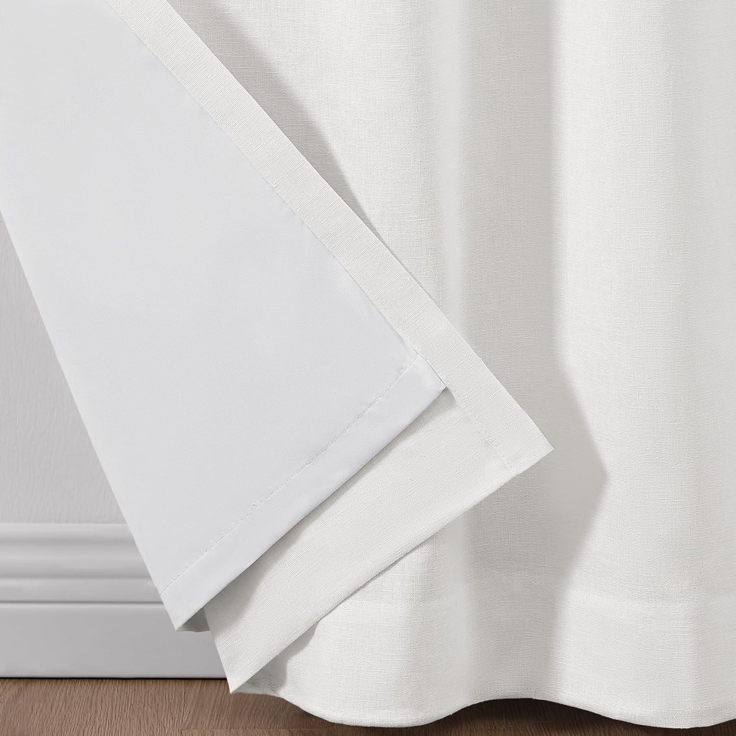 imageMartha Stewart Lido Linen Blackout Foam Lined Rod PocketBack Tab Window Curtain Panel Pair 84 WhiteWhite