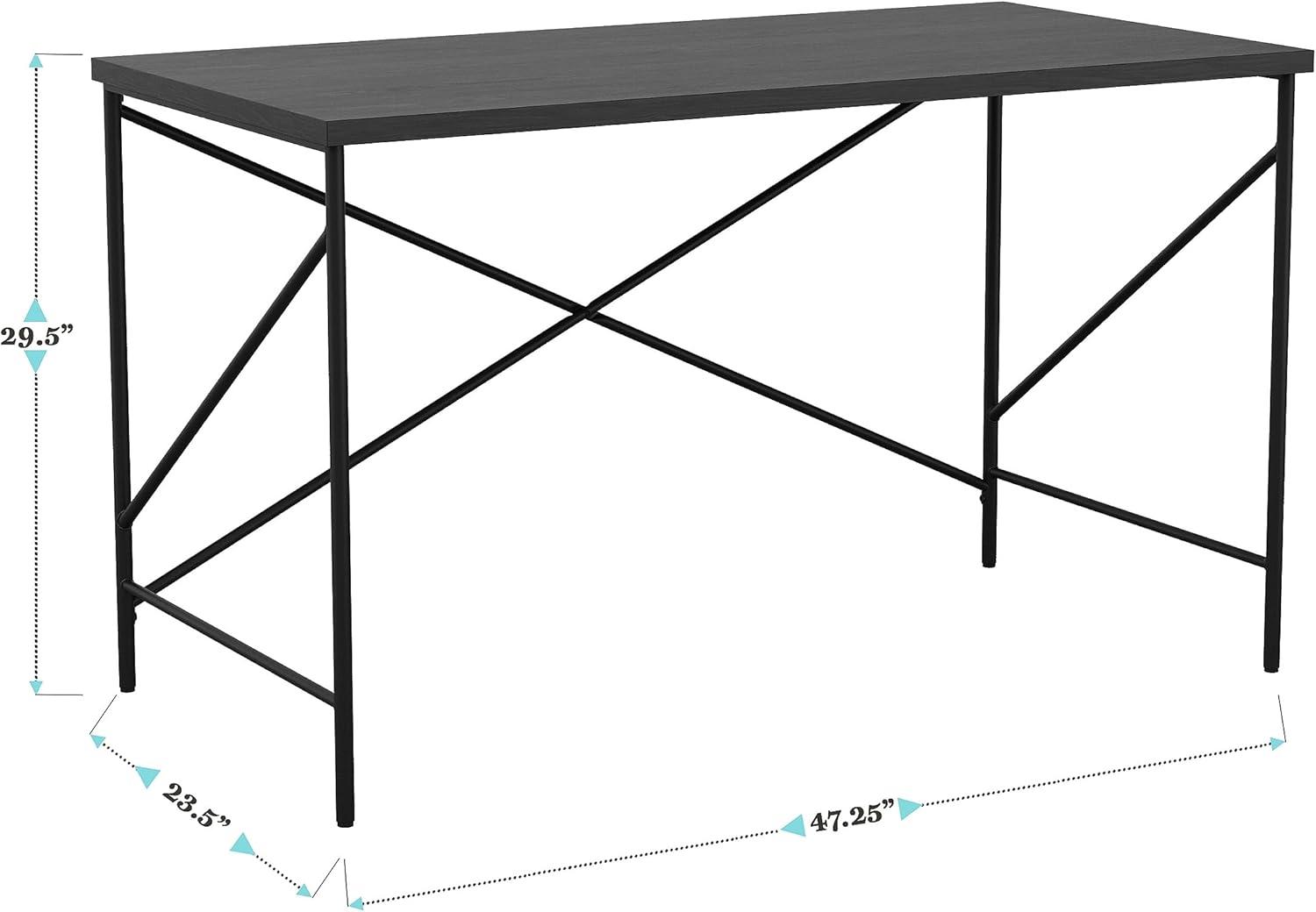 imageMartha Stewart Maddox Home Office Parsons Desk in Black Wood Grain with Oil Rubbed Bronze Metal XFrame