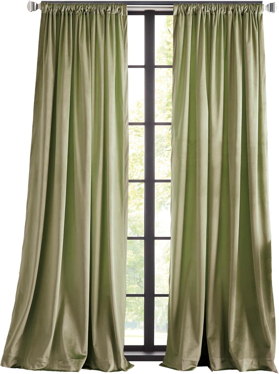 imageMartha Stewart Marthas Velvet Long Curtains for Living Room 50 x 84 Room Darkening Curtain Panel Pair GreenGreen