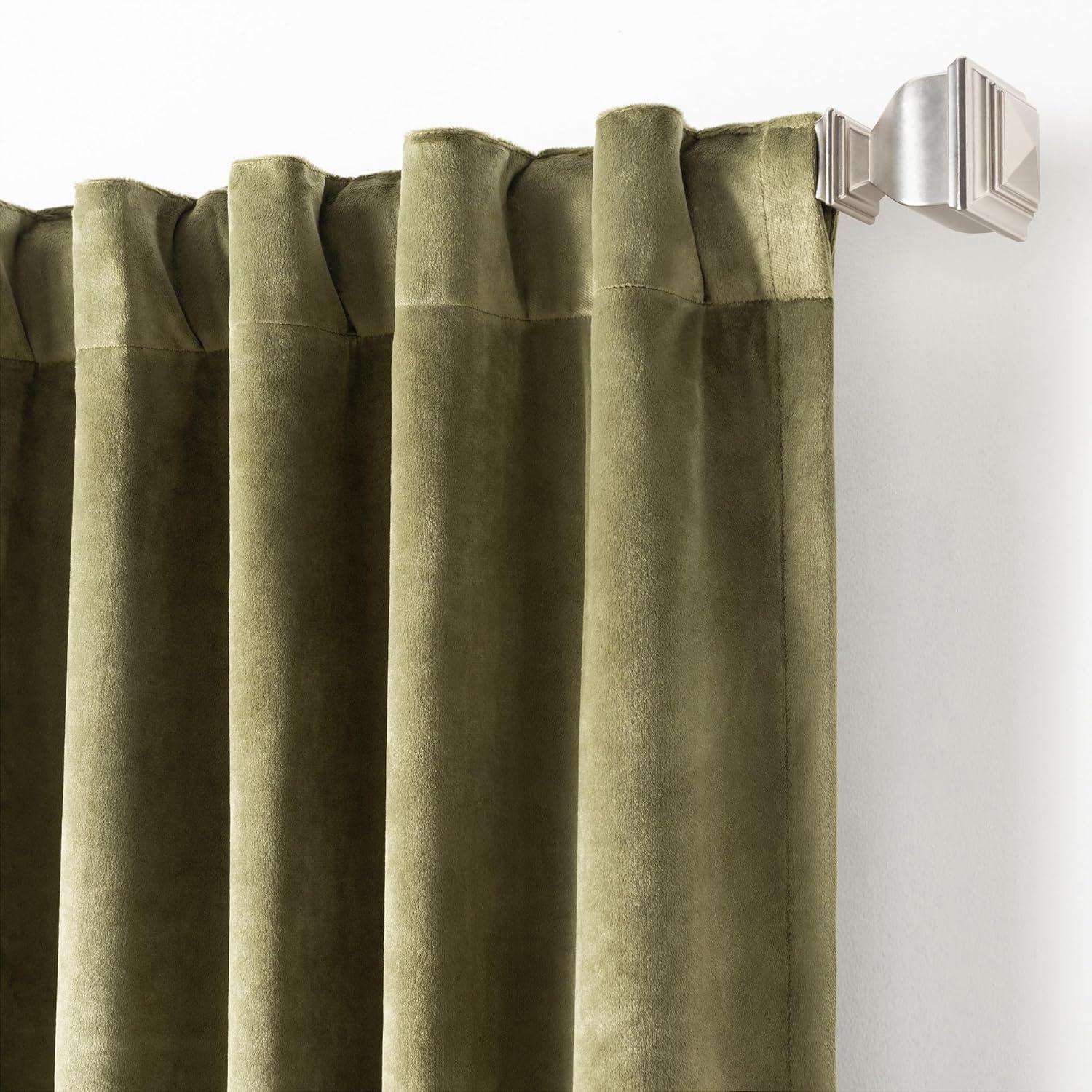 imageMartha Stewart Marthas Velvet Long Curtains for Living Room 50 x 84 Room Darkening Curtain Panel Pair GreenGreen