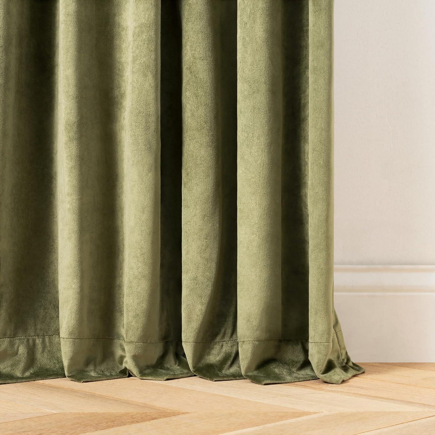 imageMartha Stewart Marthas Velvet Long Curtains for Living Room 50 x 84 Room Darkening Curtain Panel Pair GreenGreen