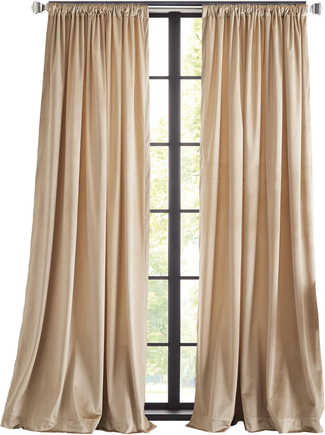 imageMartha Stewart Marthas Velvet Long Curtains for Living Room 50 x 84 Room Darkening Curtain Panel Pair GreenLinen