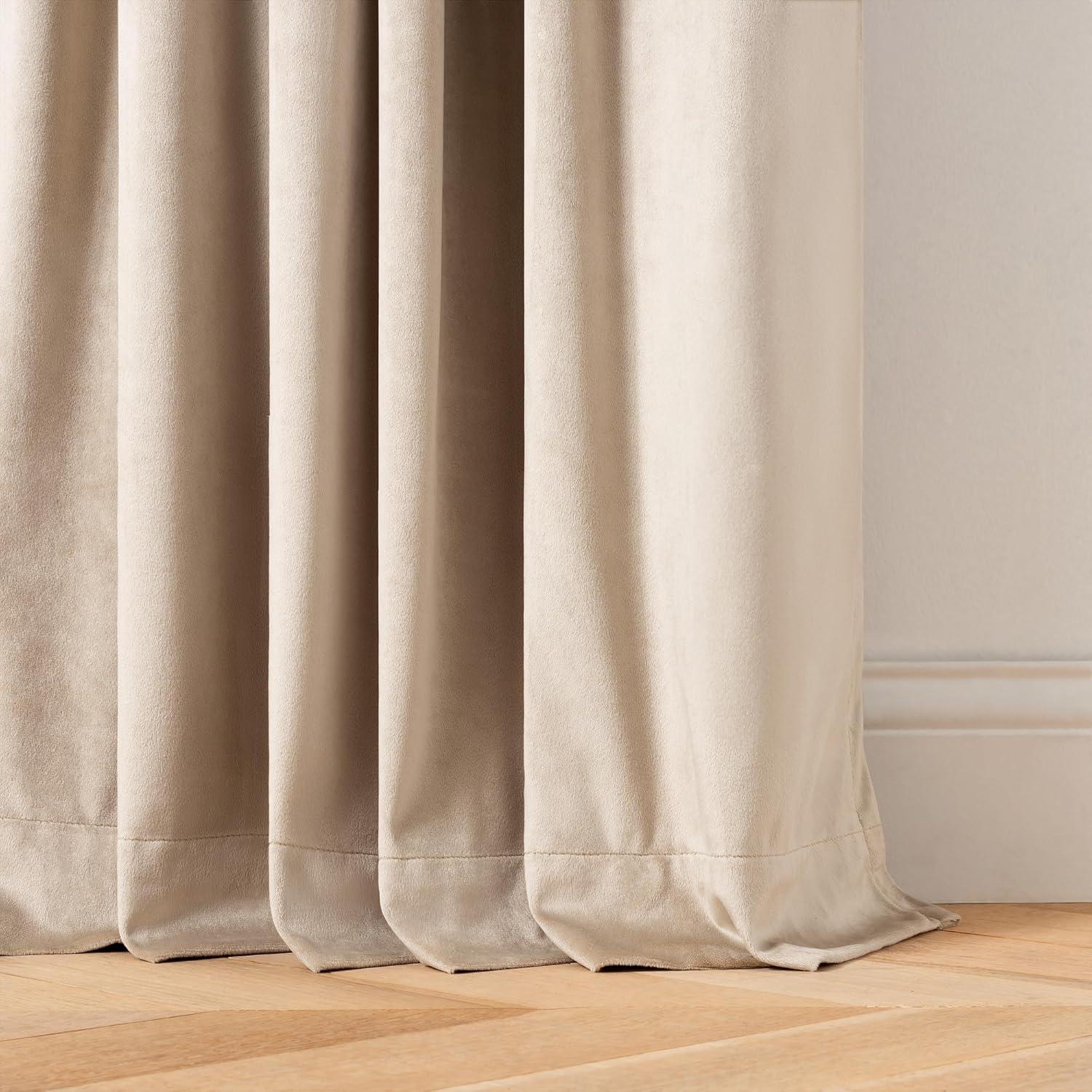 imageMartha Stewart Marthas Velvet Long Curtains for Living Room 50 x 84 Room Darkening Curtain Panel Pair GreenLinen