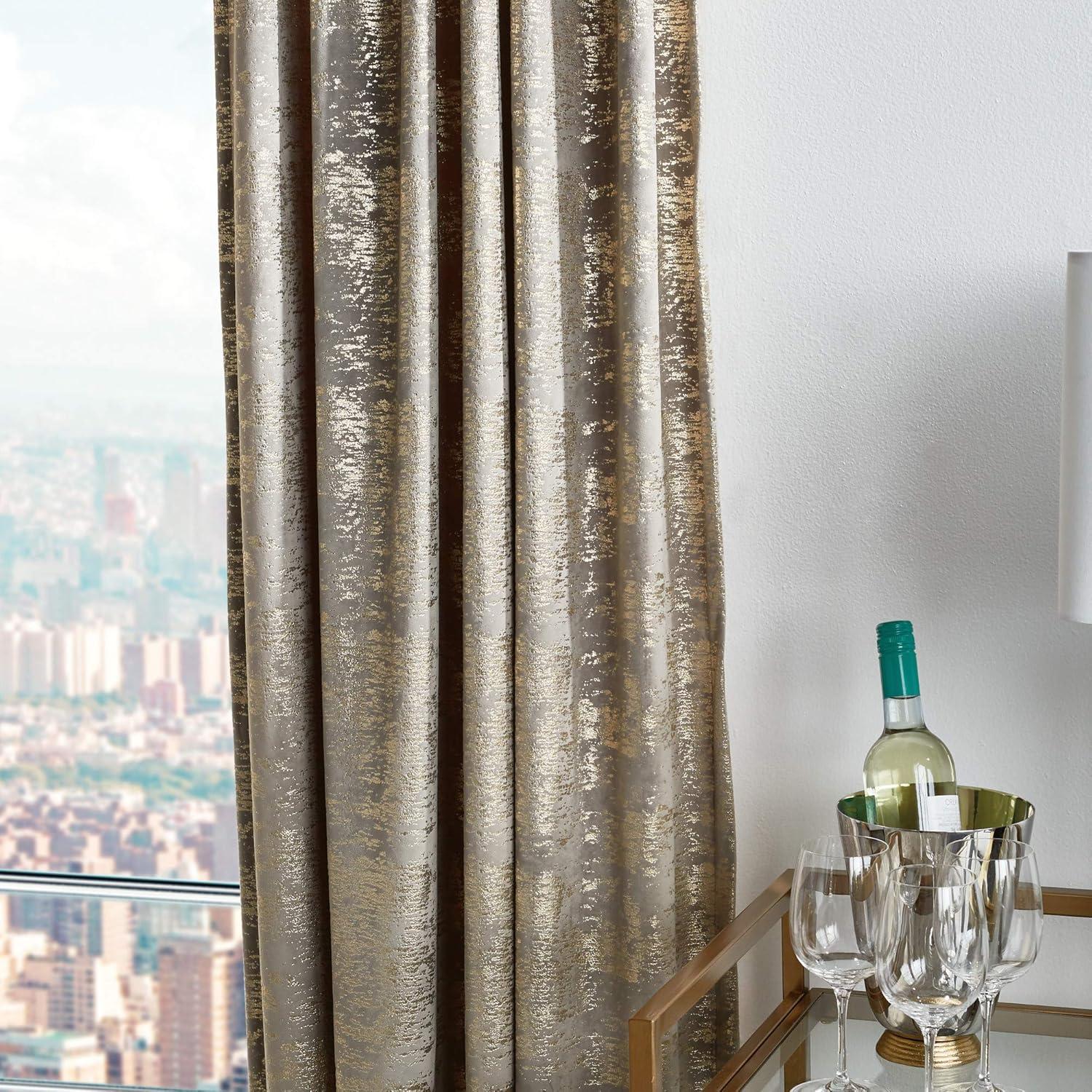 imageMartha Stewart Monroe Metallic Velvet Back Tab Window Curtain Panel Pair 84 BlushGrey