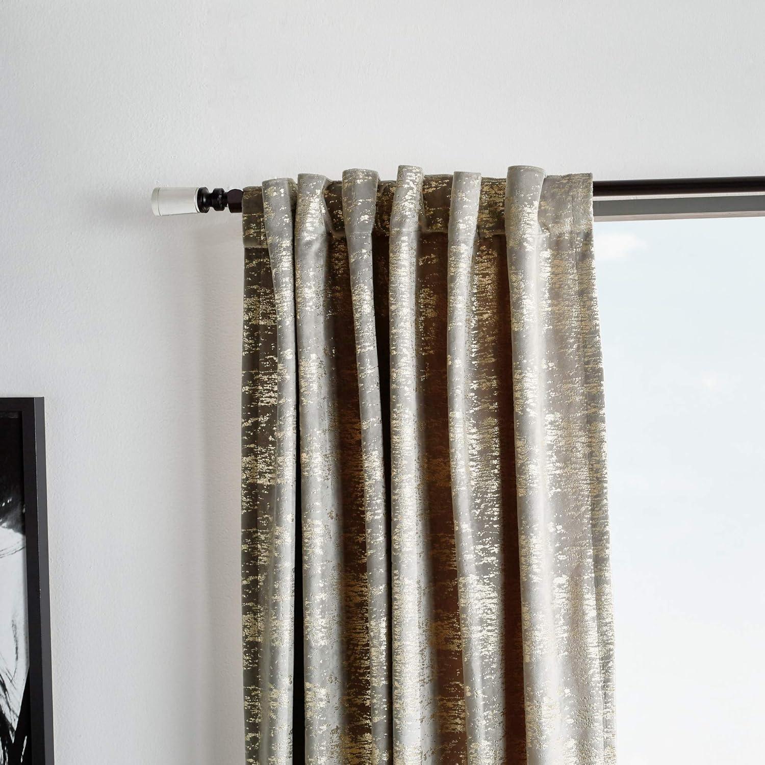 imageMartha Stewart Monroe Metallic Velvet Back Tab Window Curtain Panel Pair 84 BlushGrey