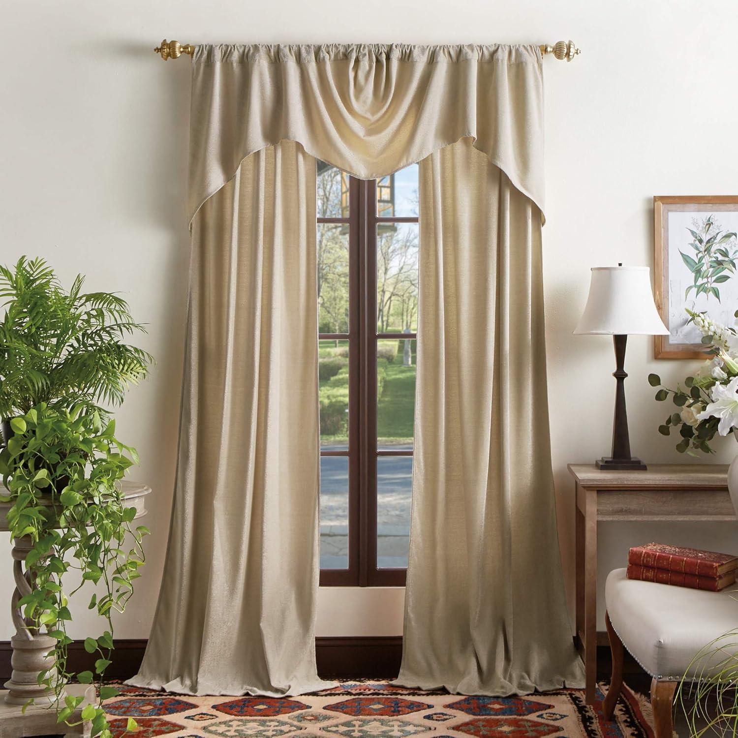 imageMartha Stewart Naples Chenille Solid Back Tab Window Curtain Panel Pair 95 Olive GreenNatural