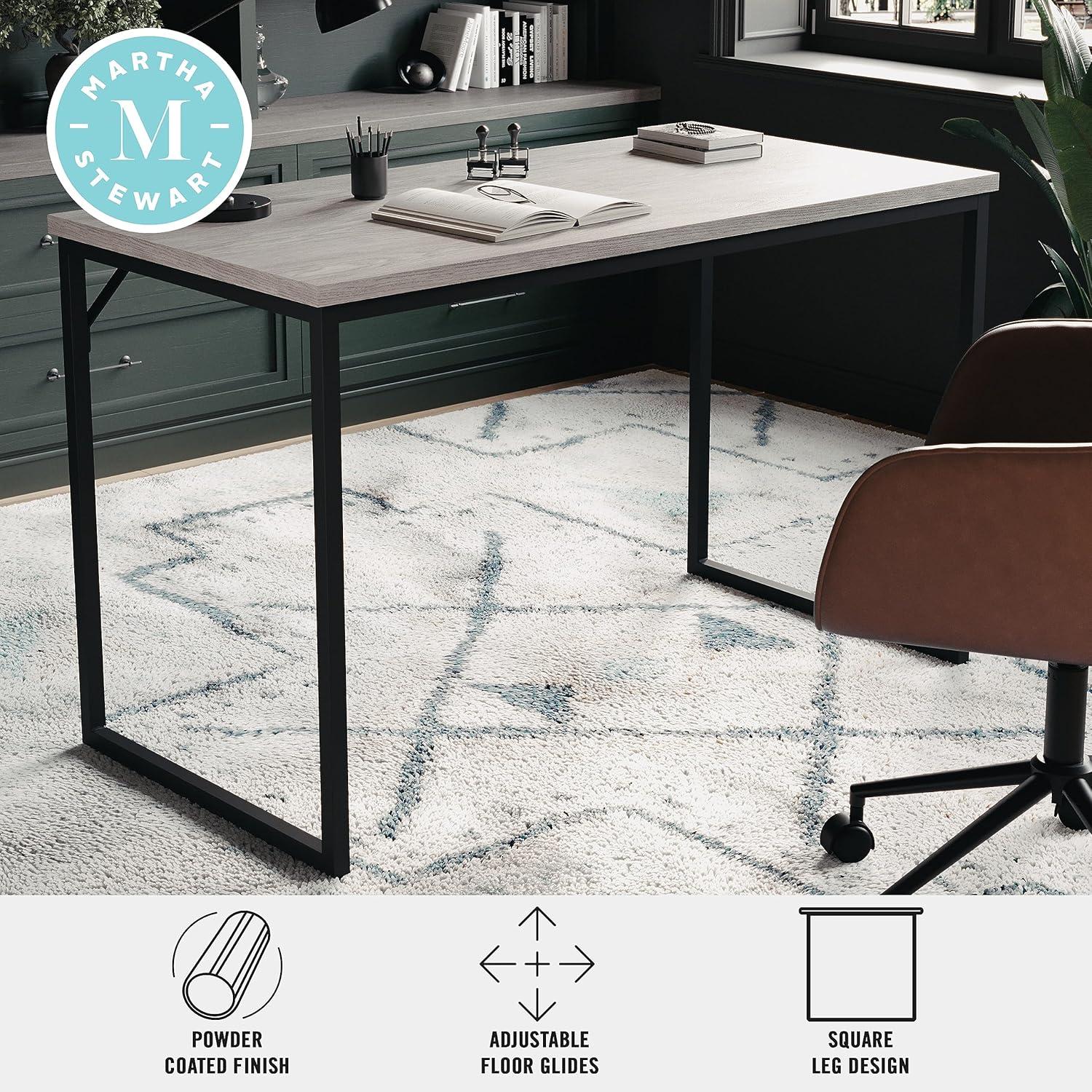 imageMartha Stewart Noah Home Office Parsons Desk in Gray Wood Grain with Oil Rubbed Bronze Metal FrameGray TopOil Rubbed Bronze Frame