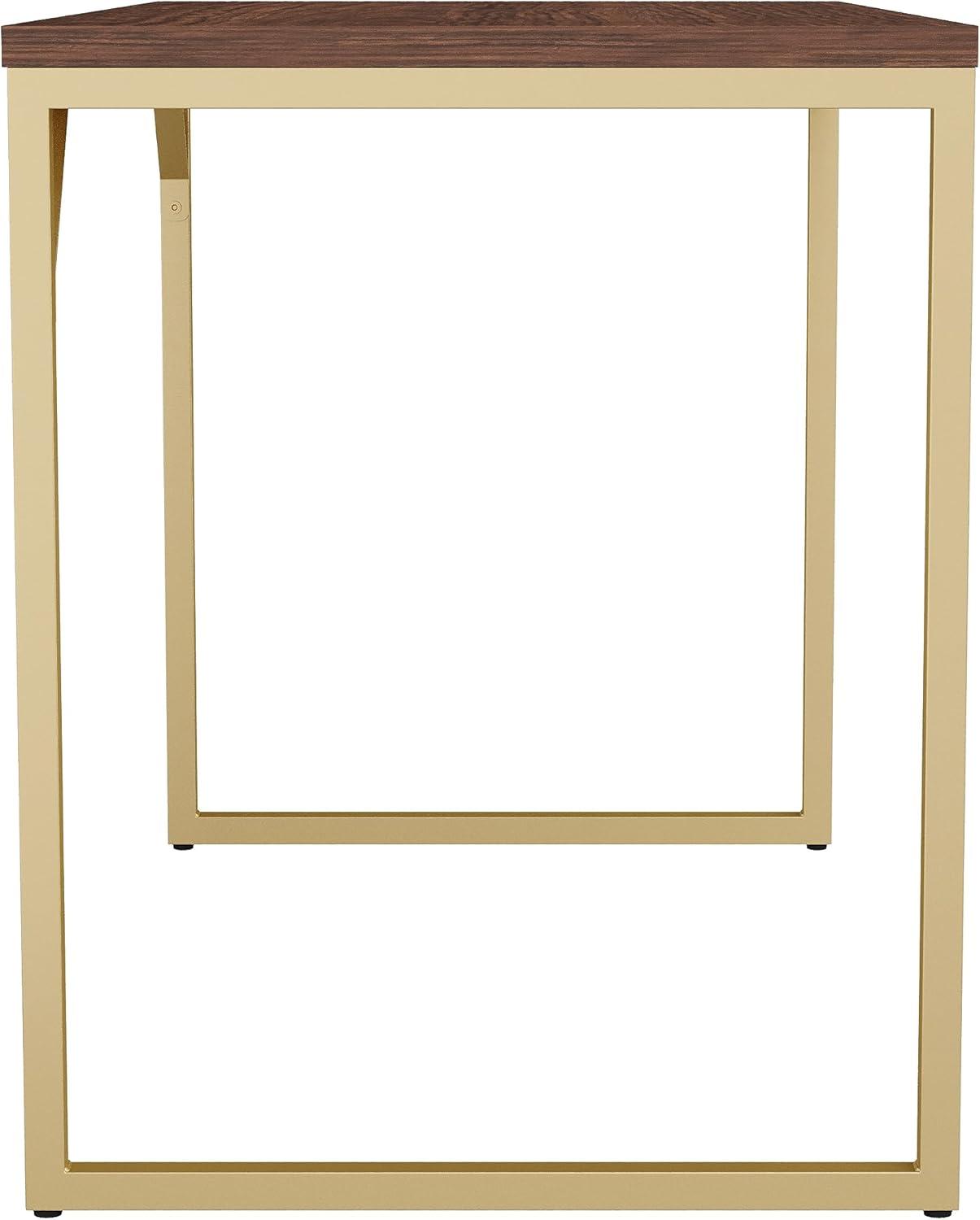 imageMartha Stewart Noah Home Office Parsons Desk in Gray Wood Grain with Oil Rubbed Bronze Metal FrameWalnut TopPolished Brass Frame