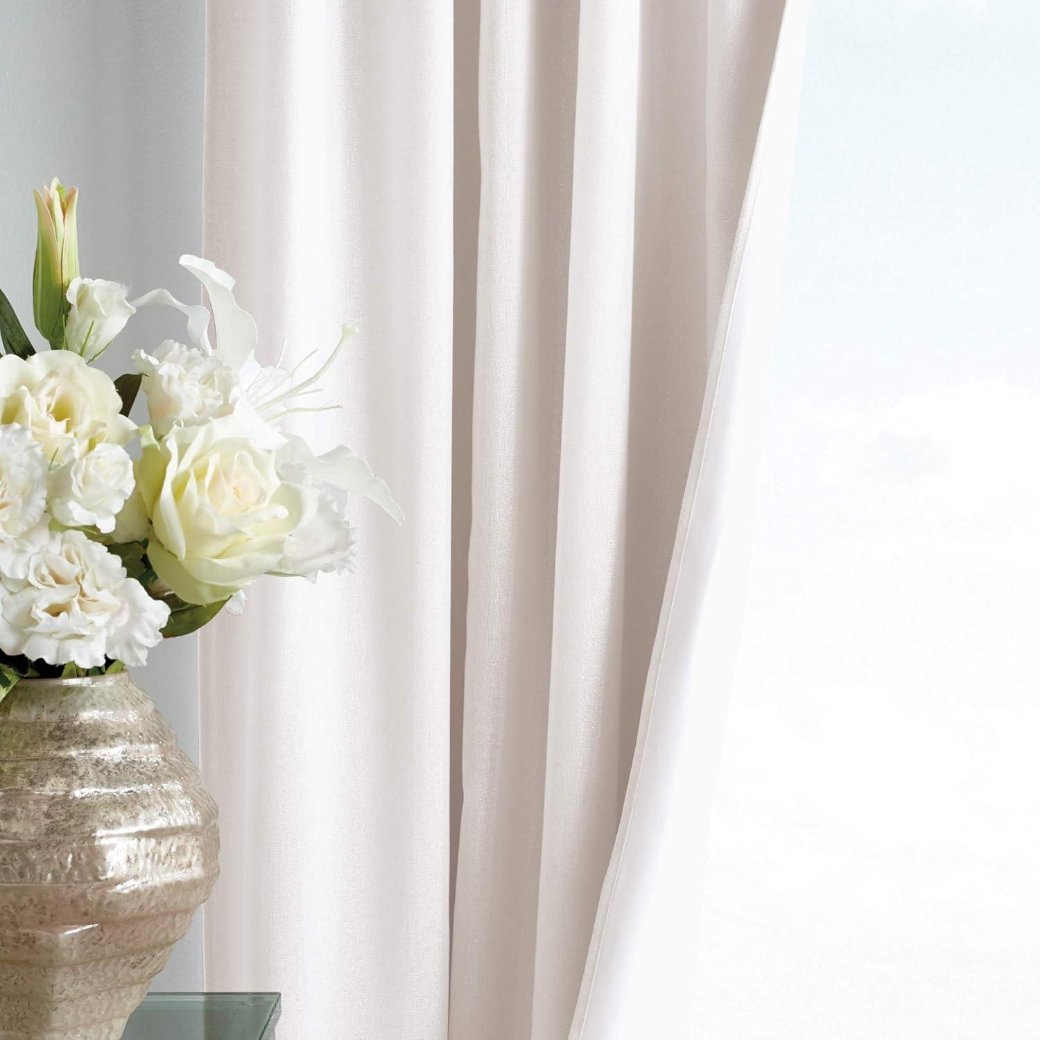 imageMartha Stewart Park Avenue Metallic Blackout Back Tab Window Curtain Panel Pair 84 BlushBlush
