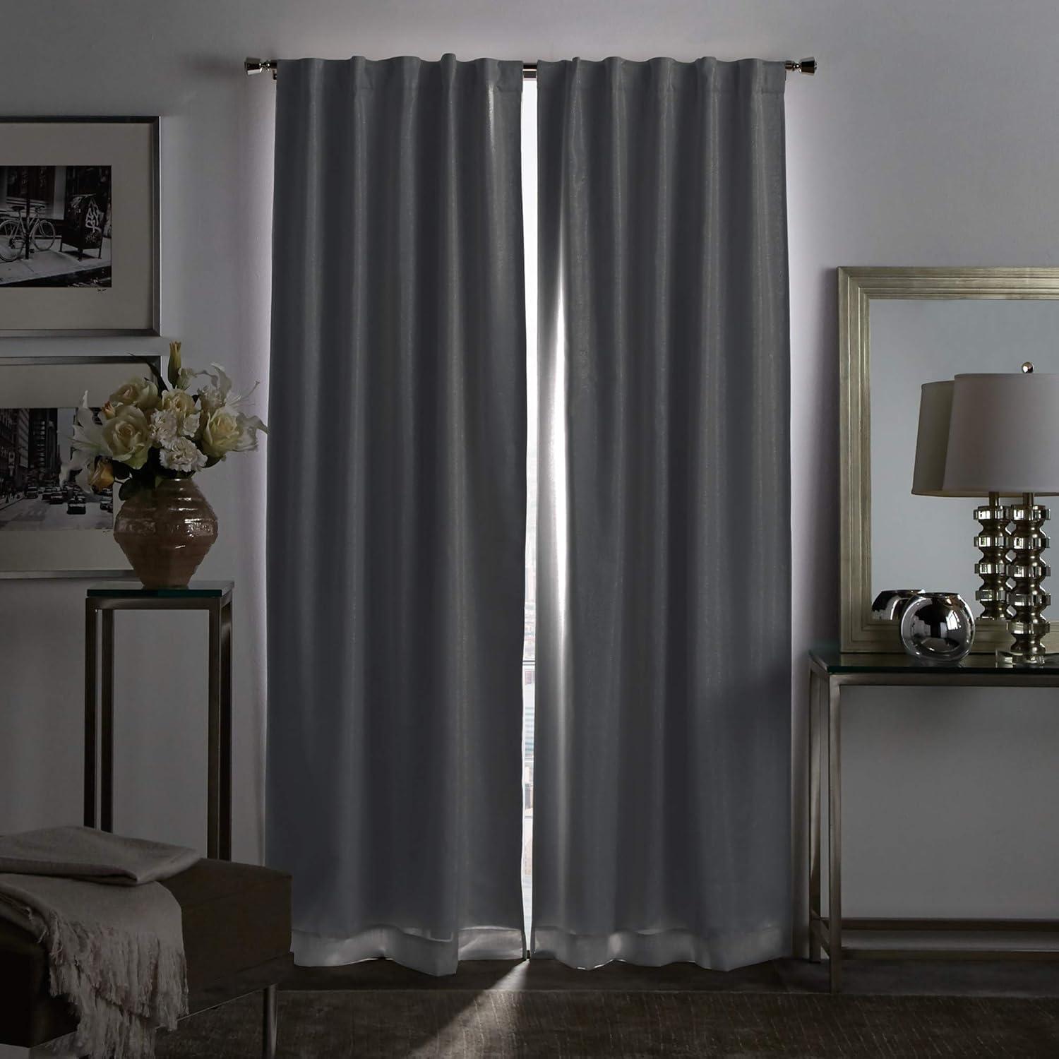 imageMartha Stewart Park Avenue Metallic Blackout Back Tab Window Curtain Panel Pair 84 BlushSilver