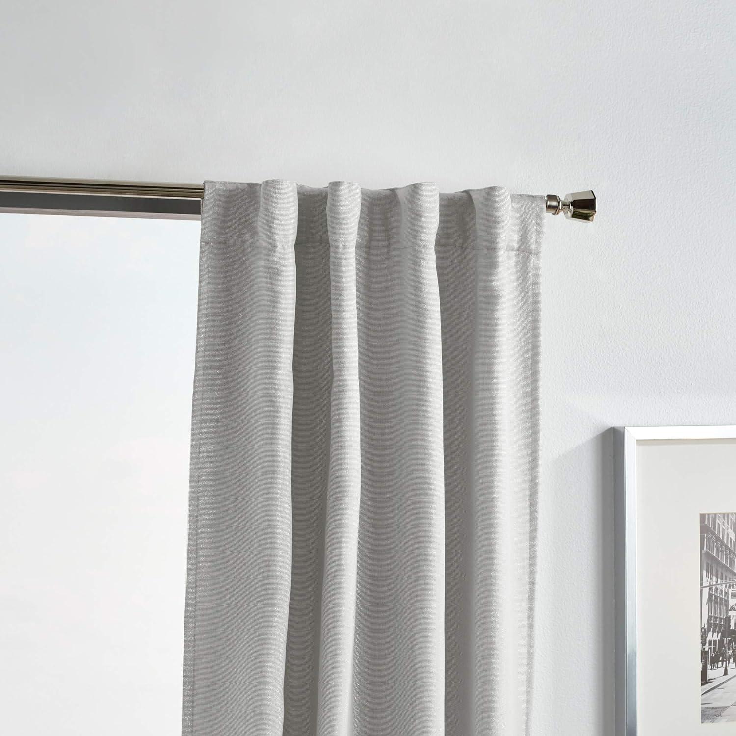 imageMartha Stewart Park Avenue Metallic Blackout Back Tab Window Curtain Panel Pair 84 BlushSilver