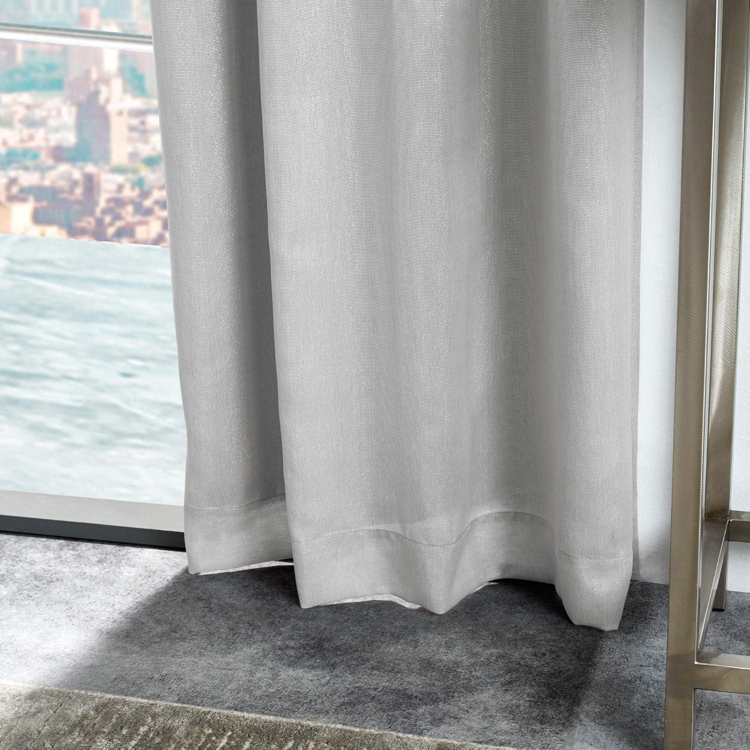 imageMartha Stewart Park Avenue Metallic Blackout Back Tab Window Curtain Panel Pair 84 BlushSilver