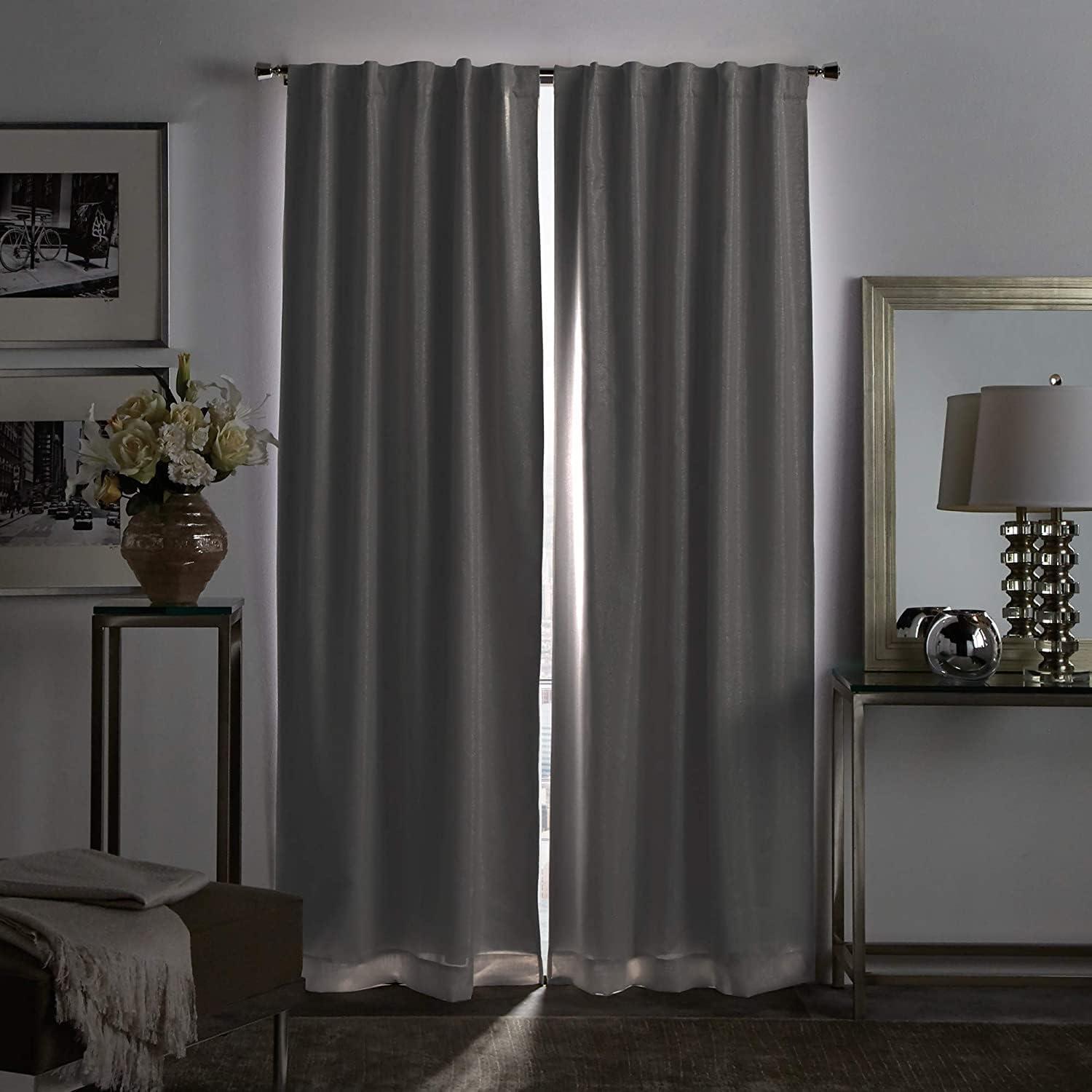 imageMartha Stewart Park Avenue Metallic Blackout Back Tab Window Curtain Panel Pair 84 BlushWhite