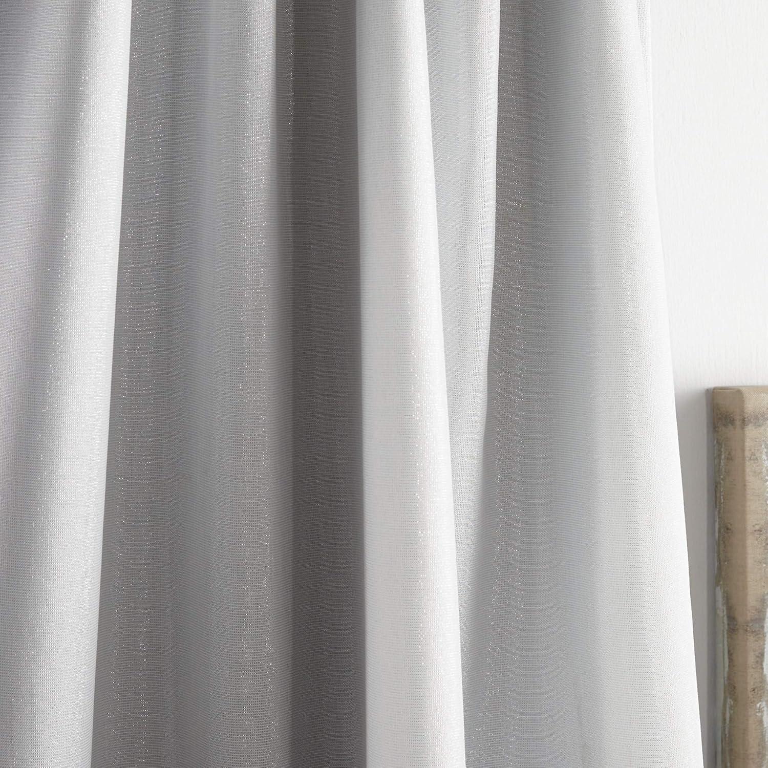 imageMartha Stewart Park Avenue Metallic Blackout Back Tab Window Curtain Panel Pair 84 BlushWhite