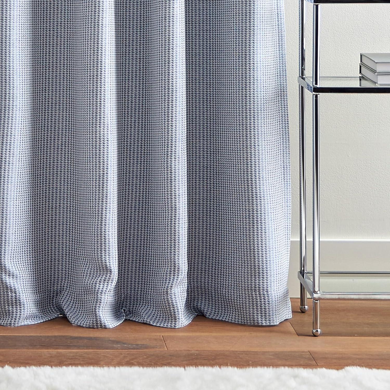 imageMartha Stewart Rivington Jacquard Room Darkening Grommet Window Curtain Panel Pair 95 BlueBlue