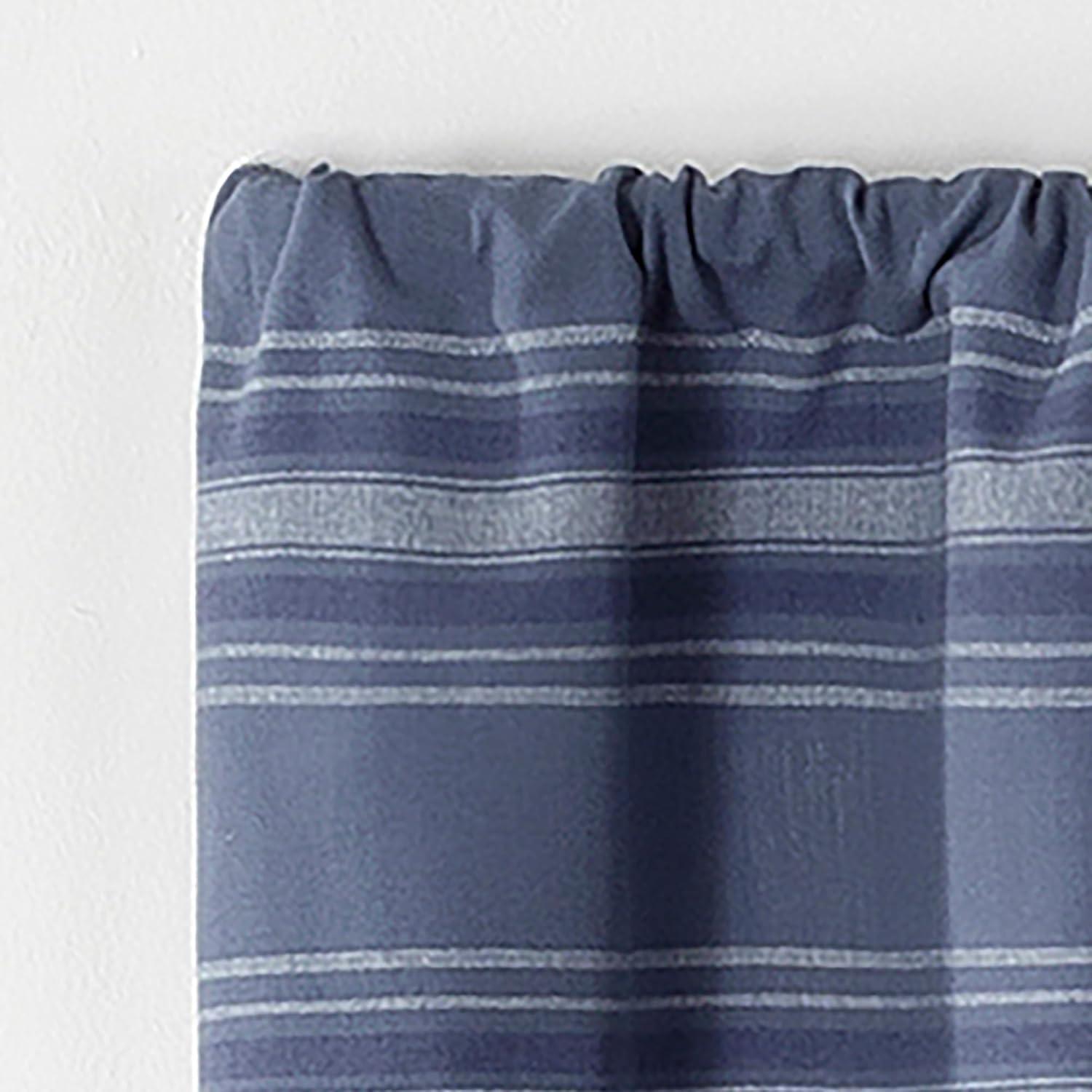 imageMartha Stewart Ruffle Curtains Striped Valance for Window Kitchen Curtain 1 Piece 60 x 14 BlueBlue