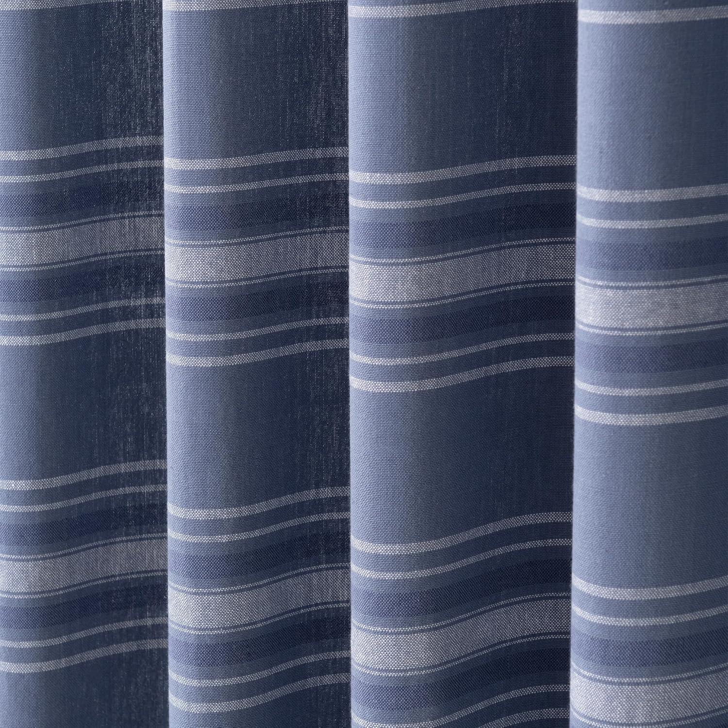 imageMartha Stewart Ruffle Curtains Striped Valance for Window Kitchen Curtain 1 Piece 60 x 14 BlueBlue