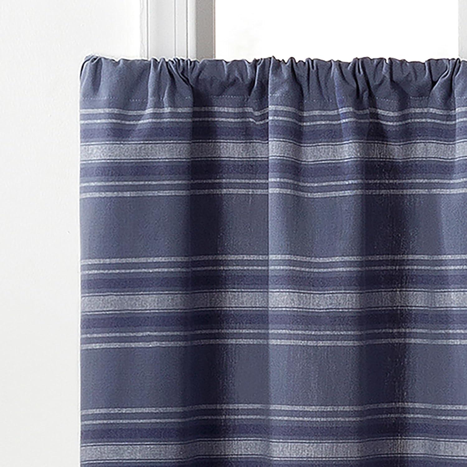 imageMartha Stewart Ruffle Curtains Striped Valance for Window Kitchen Curtain 1 Piece 60 x 14 BlueBlue