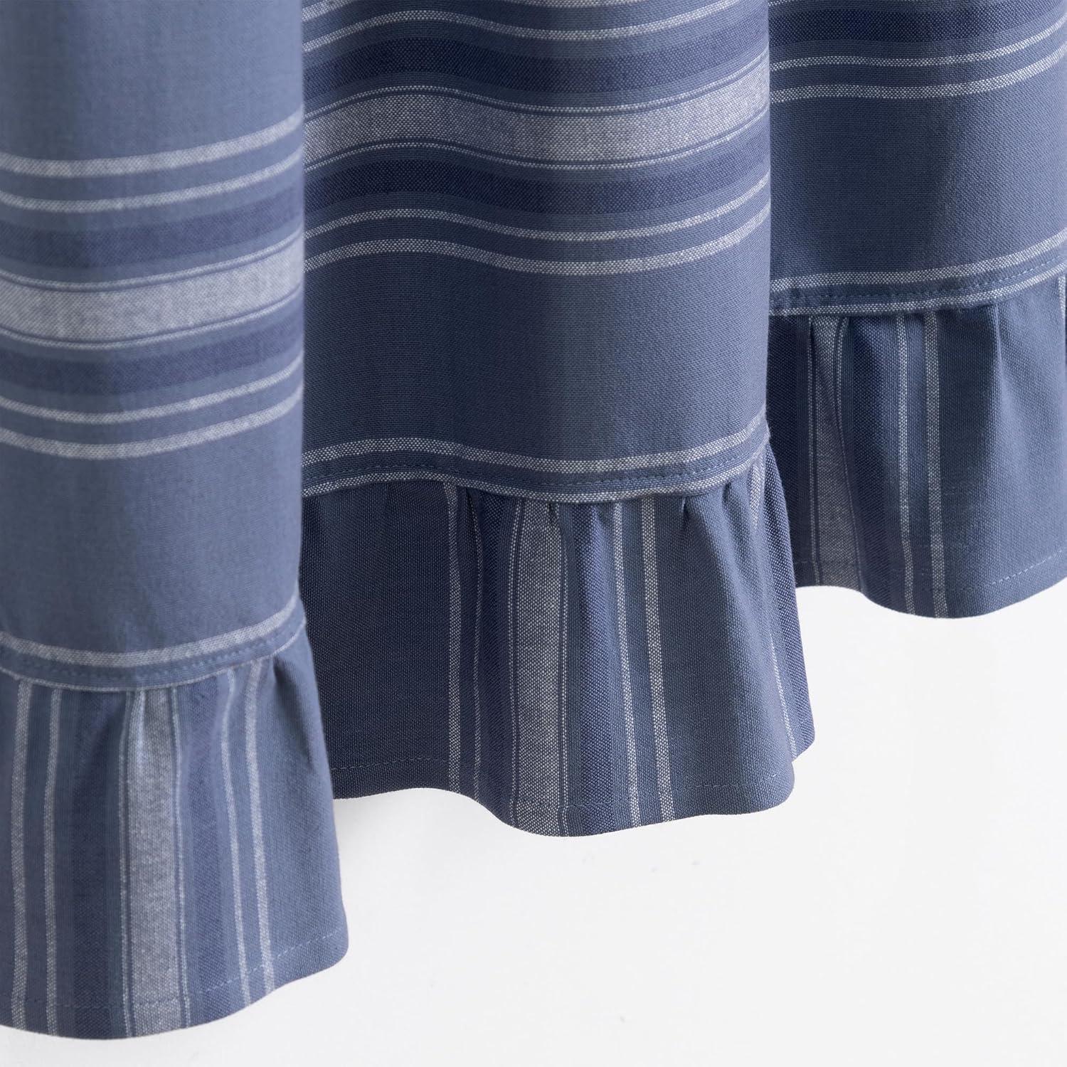 imageMartha Stewart Ruffle Curtains Striped Valance for Window Kitchen Curtain 1 Piece 60 x 14 BlueBlue