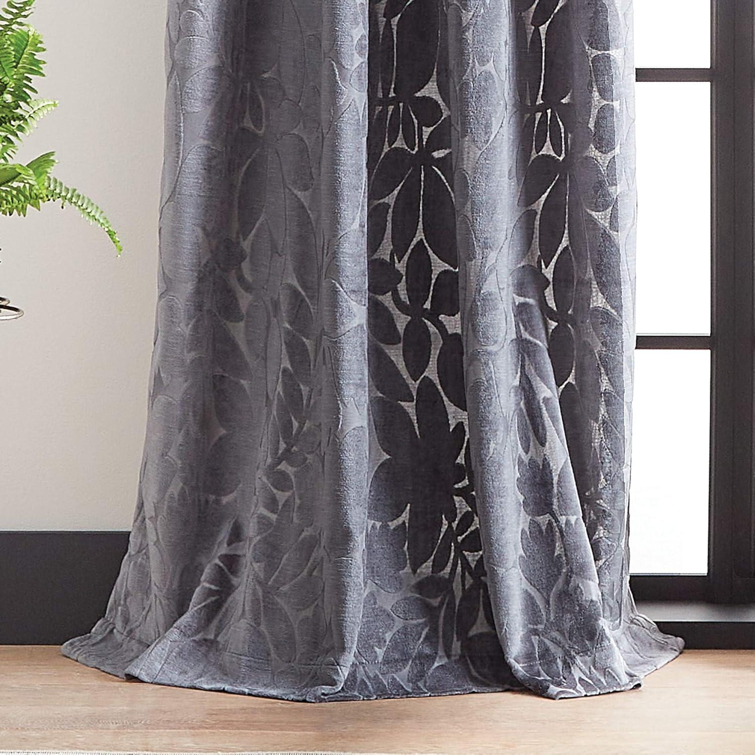 imageMartha Stewart Sherwood Velvet Grommet Window Curtain Panel Pair 84 TealGrey