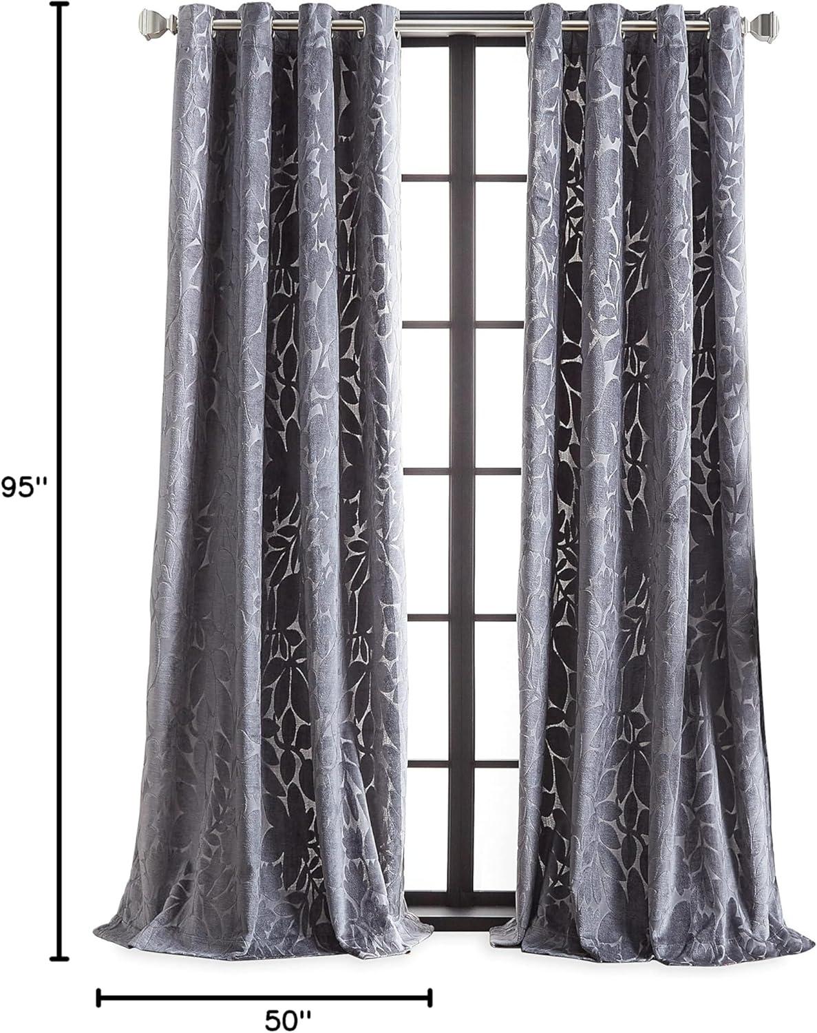 imageMartha Stewart Sherwood Velvet Grommet Window Curtain Panel Pair 84 TealGrey