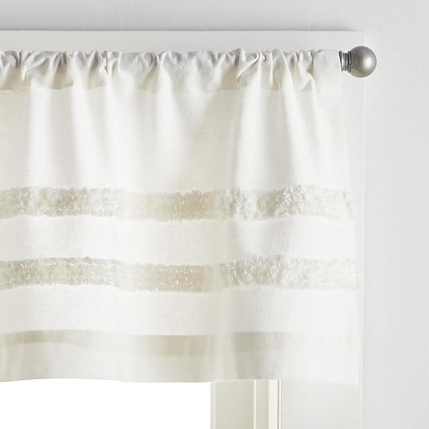 imageMartha Stewart Waters Edge Tufted 3Piece Window Curtain Valance amp Tiers Set 36 White