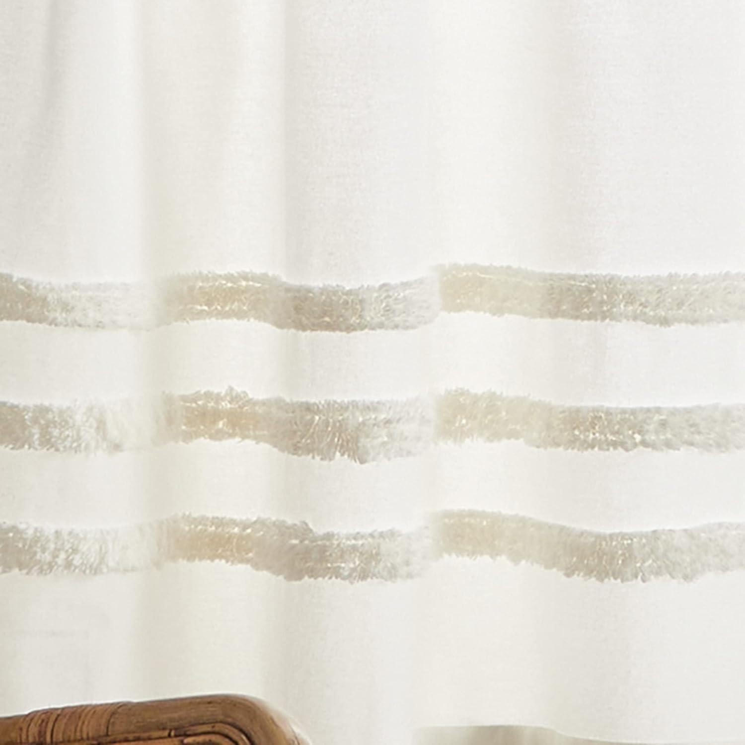 imageMartha Stewart Waters Edge Tufted Rod PocketBack Tab Window Curtain Panel Pair 84 WhiteWhite