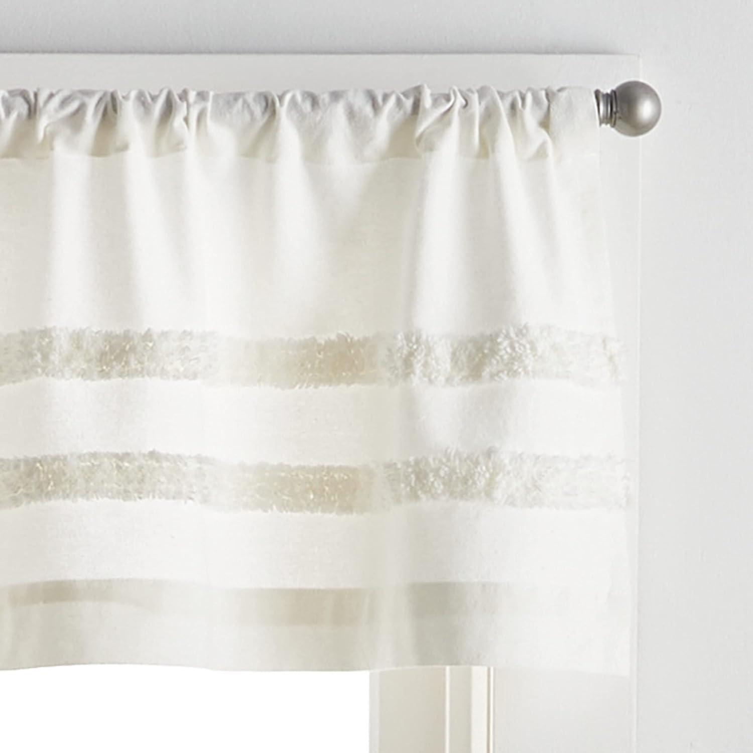 imageMartha Stewart Waters Edge Tufted Rod PocketBack Tab Window Curtain Panel Pair 84 WhiteWhite