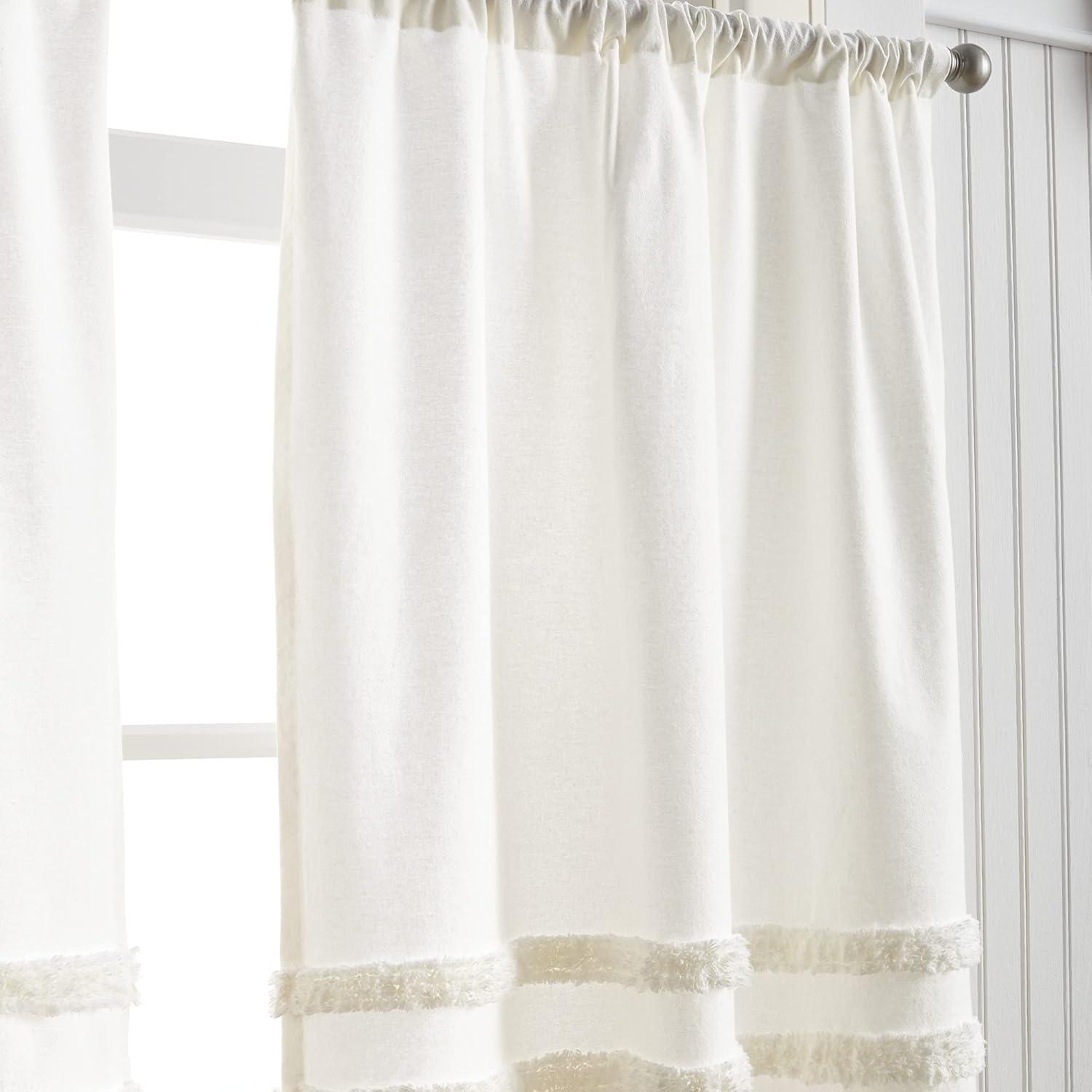 imageMartha Stewart Waters Edge Tufted Rod PocketBack Tab Window Curtain Panel Pair 84 WhiteWhite