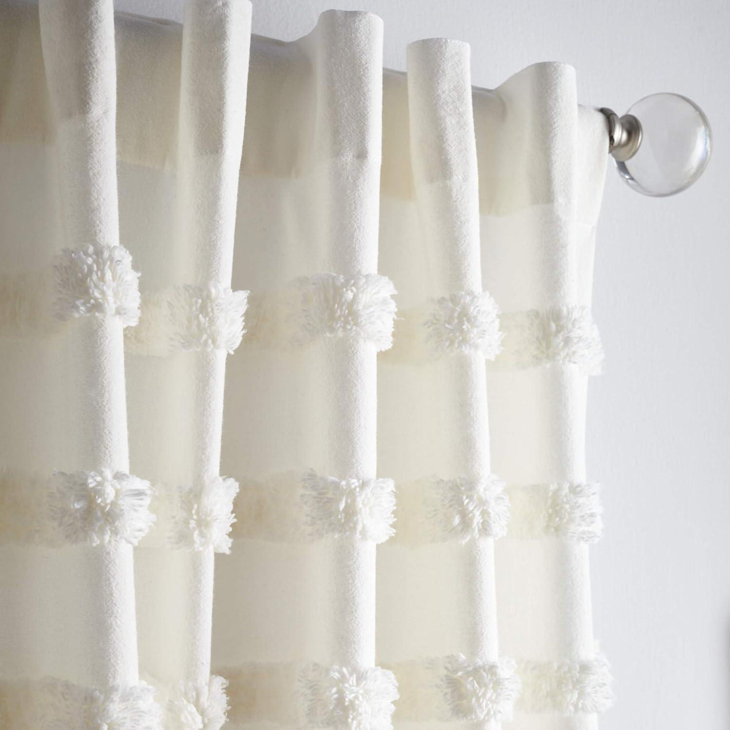 imageMartha Stewart Waters Edge Tufted Rod PocketBack Tab Window Curtain Panel Pair 84 WhiteWhite