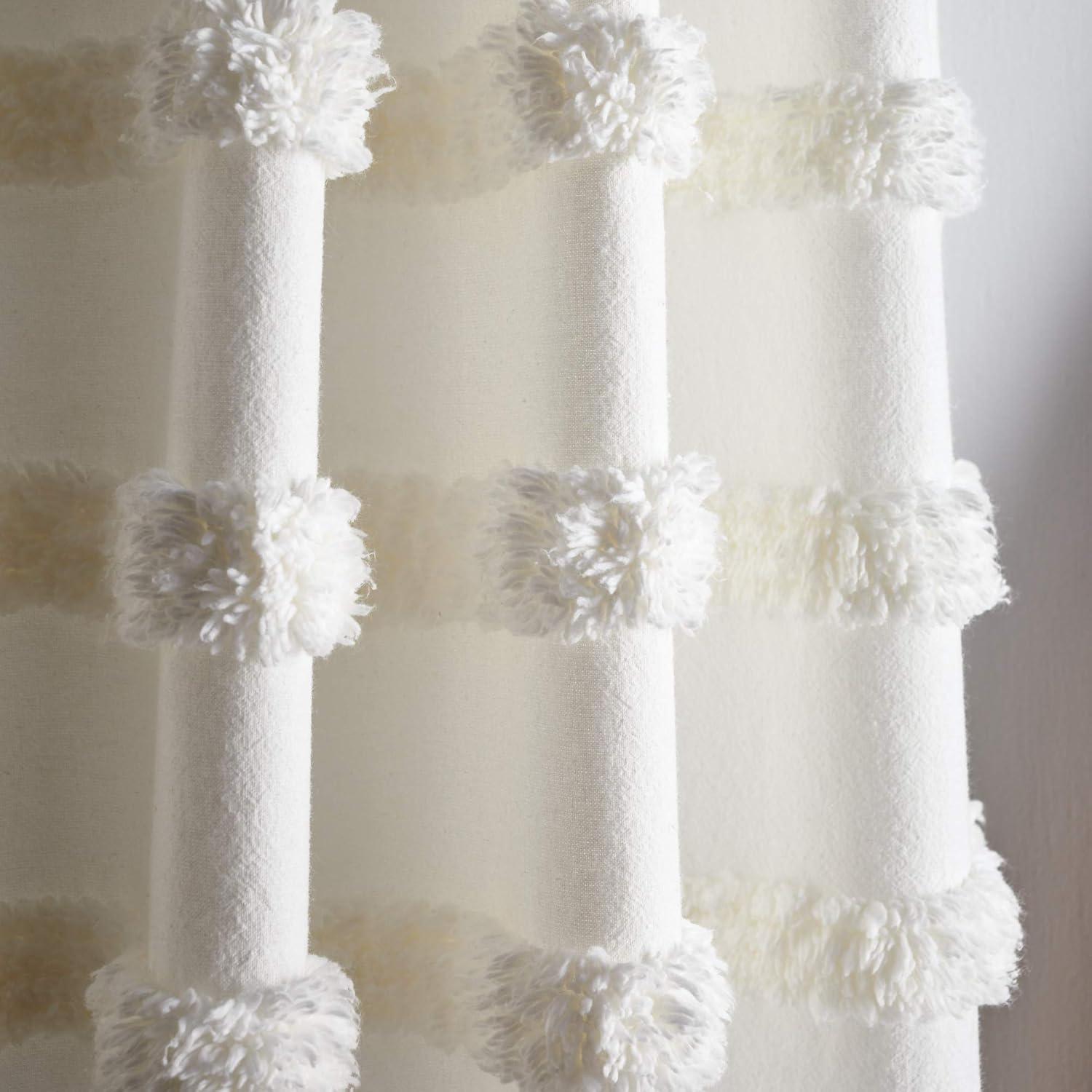 imageMartha Stewart Waters Edge Tufted Rod PocketBack Tab Window Curtain Panel Pair 84 WhiteWhite