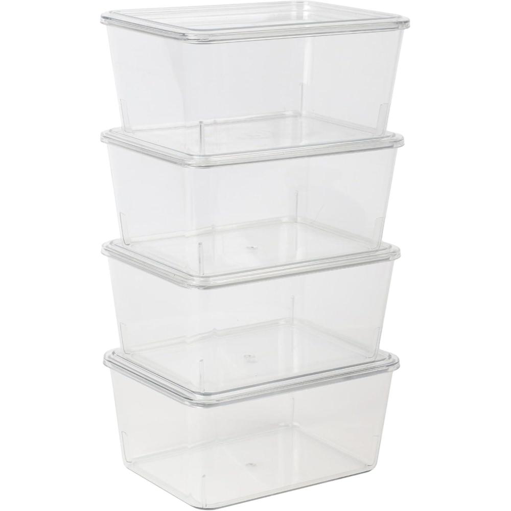 imageMartha Stewart Brody Plastic Storage Organizer Bins with Transparent Lids for Home Office Kitchen or Bathroom 4 Pack 675 x 5