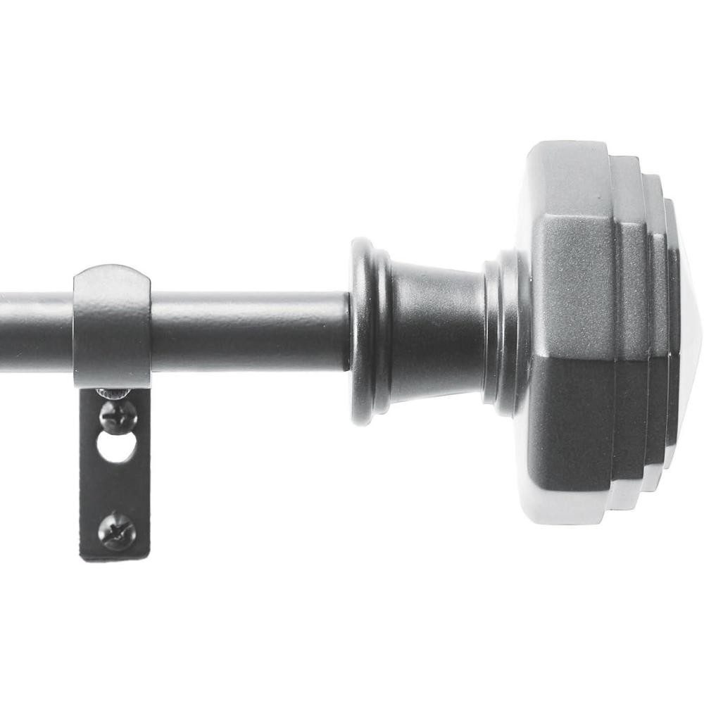 imageMartha Stewart Chatsworth Curtain Rod for Windows 36 to 66 inches Adjustable Length 75 inch Diameter Metal Curtain Rod with Round Finials 36 66 Matte NickelNickel