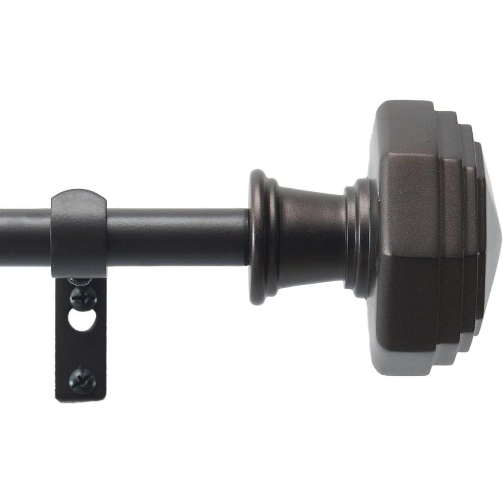 imageMartha Stewart Chatsworth Curtain Rod for Windows 36 to 66 inches Adjustable Length 75 inch Diameter Metal Curtain Rod with Round Finials 36 66 Matte NickelBronze