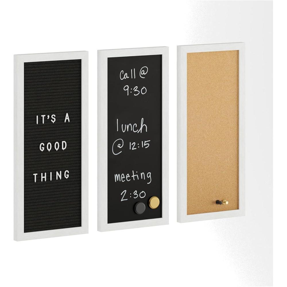 imageMartha Stewart Everette Cork Board Chalk Board Letter Board Set with Included Push Pins Magnets Liquid Chalk Letters 18 x 24 White Woodgrain FrameWhite Woodgrain