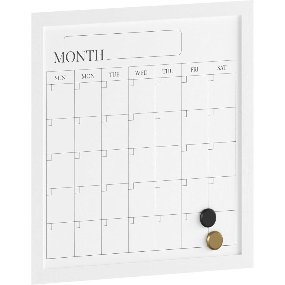 imageMartha Stewart Everette Magnetic Monthly Calendar Dry Erase Board with Included Dry Erase Marker and 2 Magnets 18 x 18 White Woodgrain FrameWhite Woodgrain