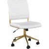 White Faux Leather/Polished Brass