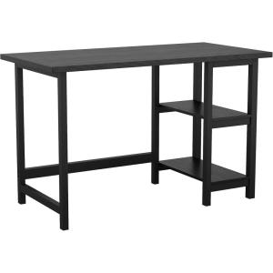 Martha Stewart Beckett Modern Trestle Desk with Open Side Shelving in Black Wood Grain Finish(Black Wood Grain)