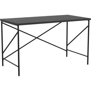Martha Stewart Maddox Home Office Parsons Desk in Black Wood Grain with Oil Rubbed Bronze Metal X-Frame