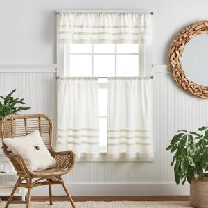 Martha Stewart Water’s Edge Tufted 3-Piece Window Curtain Valance & Tiers Set, 36″, White