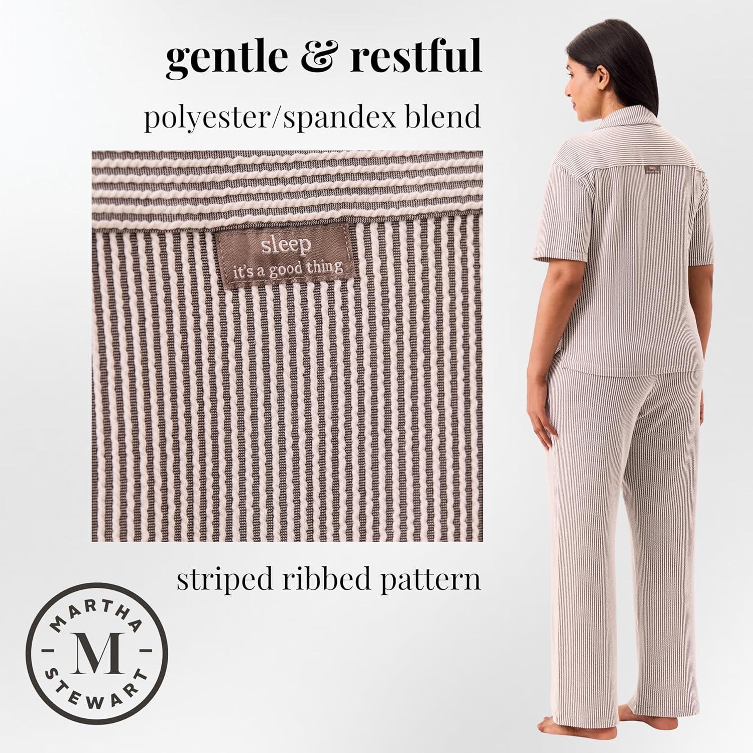 imageMartha Stewart Womens Pajama Set Soft Ribbed Jersey 2 Pc Sleepwear Light and ComfyCharcoal