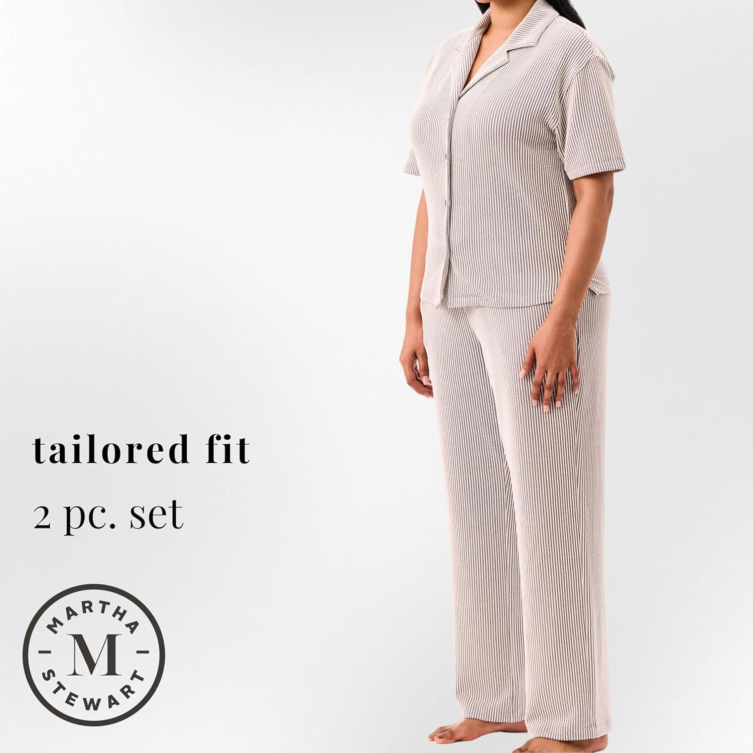 imageMartha Stewart Womens Pajama Set Soft Ribbed Jersey 2 Pc Sleepwear Light and ComfyCharcoal